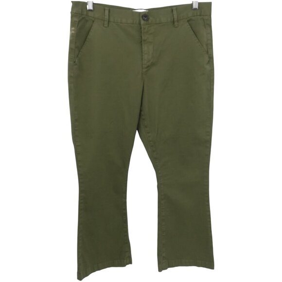 Frame Denim Le Crop Mini Boot Cut Army Green Chino Pants Size 32 Stretch Pockets - Picture 1 of 11
